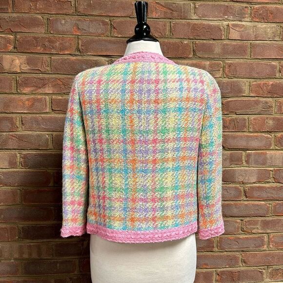 Edward Achour Paris Women’s Pink Multi Checkered Blazer Jacket Size 42 NEW - Picture 5 of 10